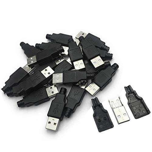 Product Cover WEIJ 20pcs USB 2.0 Type A Male USB 4 Pin Plug Socket Connector with Black Plastic Cover