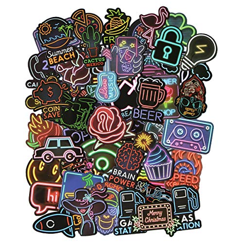 Product Cover Girl Cute Lovely Neon Stickers Laptop Stickers Water Bottle Skateboard Motorcycle Phone Bicycle Luggage Guitar Bike Sticker Decal 50pcs Pack (Neon)