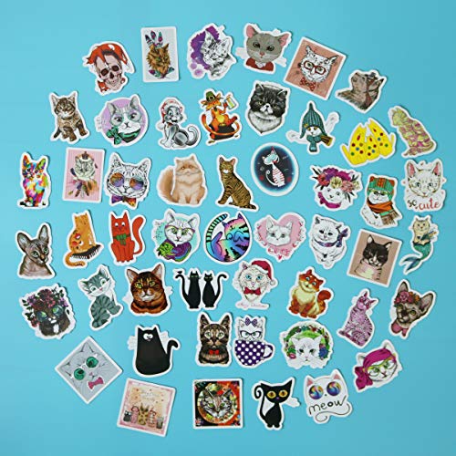 Product Cover Girl Cute Lovely Cat Laptop Stickers Water Bottle Skateboard Motorcycle Phone Bicycle Luggage Guitar Bike Sticker Decal 50pcs Pack (Cat)