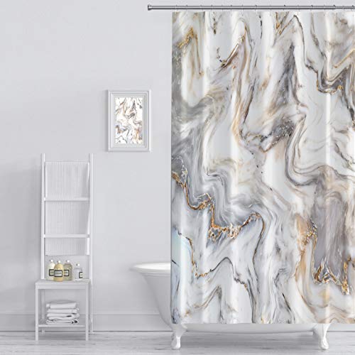 Product Cover MuaToo Shower Curtain Marble Ink Texture Background Pattern Print Luxurious Graphic Print Polyester Fabric Bathroom Decor Sets with Hooks 48 x 72 Inches
