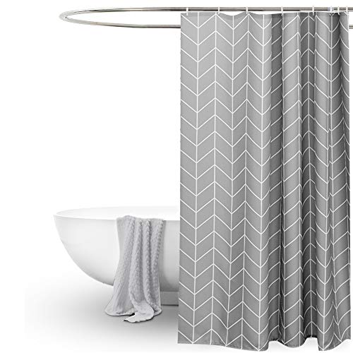 Product Cover EurCross Long Shower Curtain 72x78 inch, Gray White Geometric Fabric Shower Curtains for Bathroom Showers, Stalls and Bathtubs, Machine Washable