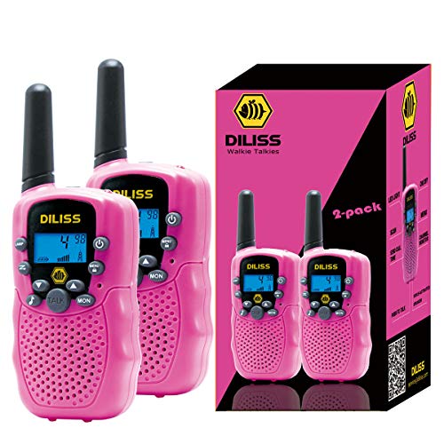 Product Cover Walkie Talkies for Kids, 22 Channels FRS/GMRS Uhf Two Way Radios 4 Mile Handheld Mini Kids Walkie Talkies for Kids Best Gifts Kids Toys Built in Flashlight 2 Pack - Pink