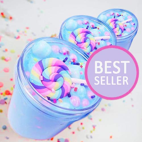 Product Cover iWeller 2018 Jumbo Blue Unicorn Birthday Candy Cake Fluffy Cloud Slime Scented Therapeutic Putty, Cotton Candy Slime Supplies Stress Relief Toy Scented Sludge Toy for Girls and Boys 4 OZ. (Blue Cake)