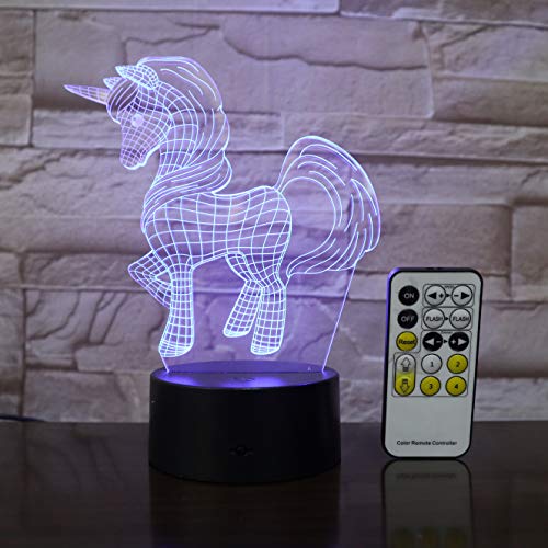 Product Cover Unicorn 3D Night Light, Children Table Desk visual Lamp, Remote, Touch Control, Smart Bedroom Decor, Kids Birthday Gift, Friends, Unique Decorative LED, 7 Colors, Touch, Intelligent Lamps, New Version