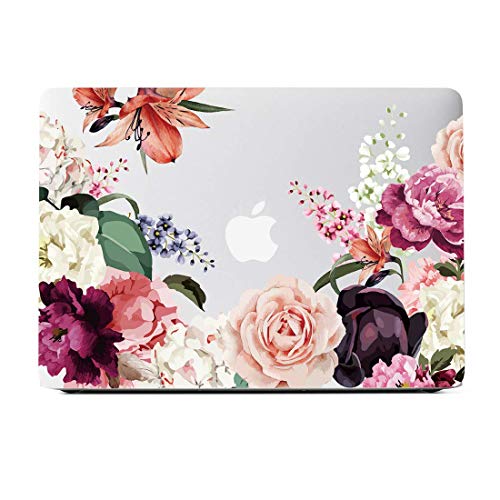 Product Cover Lapac MacBook Pro 13 Case Flower, 2019 2018 2017 2016 Released A2159 A1706 A1708 A1989, Rose Flower Soft Touch Hard Shell Clear Case with Keyboard Cover