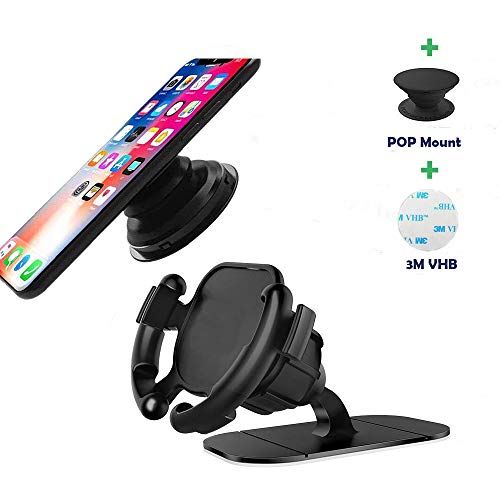 Product Cover Car Phone Mount, 360° Rotation Dashboard Sticker Holder with Adjustable Switch Lock for GPS Navigation Compatible with All Smartphones