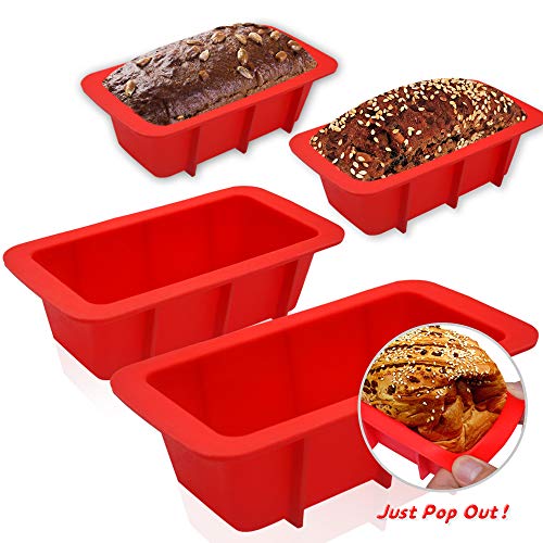 Product Cover WALFOS Mini Loaf Pan Set - NON-STICK,FLEXIBLE Silicone Bread Loaf Pan ! JUST POPS OUT! - Food Grade & BPA Free (4 Pieces)