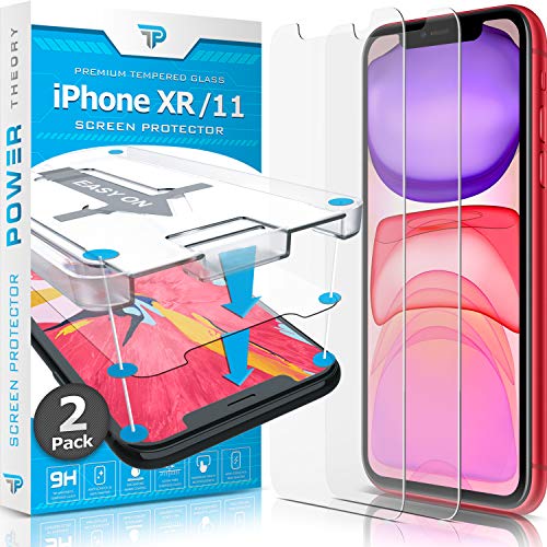Product Cover Power Theory for iPhone XR/iPhone 11 Screen Protector Tempered Glass [2-Pack] with Easy Install Kit [Case Friendly][6.1 Inch]