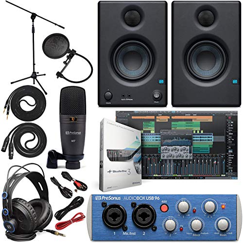 Product Cover Presonus AudioBox 96 Audio Interface Full Studio Bundle with Studio One Artist Software Pack w/Eris 3.5 Pair Studio Monitors and 1/4