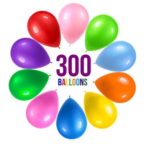 Product Cover Prextex Prextex 300 Party Balloons 12 Inch 10 Assorted Rainbow Colors - Bulk Pack of Strong Latex Balloons for Party Decorations, Birthday Parties Supplies or Arch Decor - Helium Quality