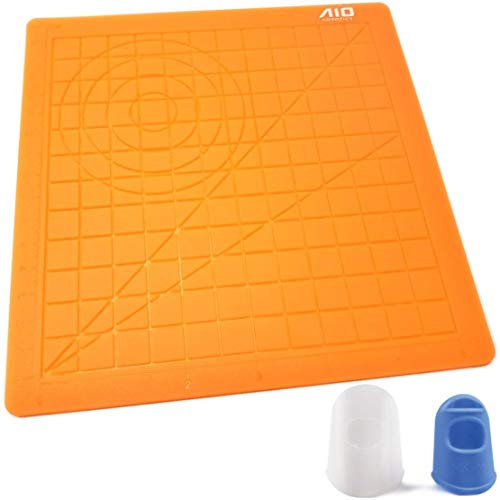 Product Cover AIO Robotics Silicone Mat for 3D Printing Pen Drawing & Designing Including Two Silicone Finger Caps, Orange
