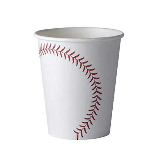 Product Cover Baseball Themed 9 oz Disposable Paper Cups -Birthday Party Supplies Ideal for Game Day, Tailgate Parties and Family Dinner (50 Pack)