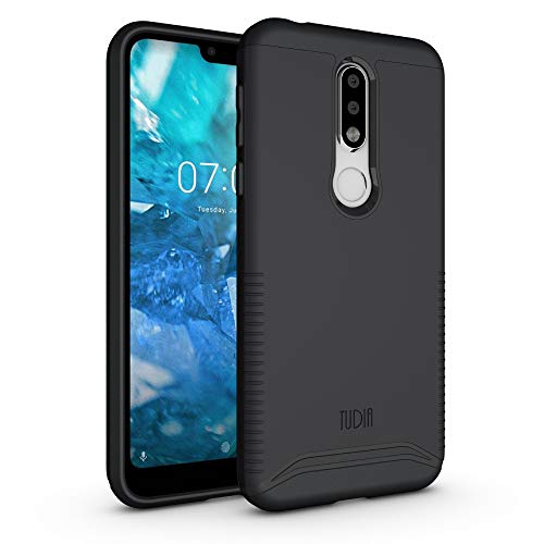 Product Cover TUDIA Merge Nokia 7.1 Case with Heavy Duty Extreme Protection/Rugged but Slim Dual Layer Shock Absorption Case for Nokia 7.1 (2018) [NOT Compatible with Nokia 6.1] (Matte Black)