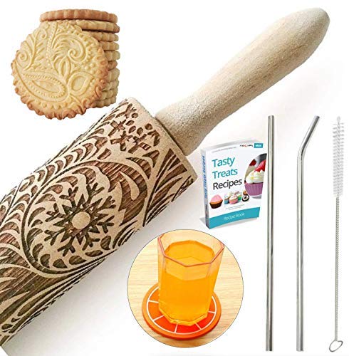 Product Cover Paisley Embossed Rolling Pin 16