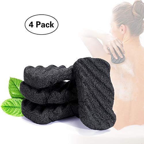 Product Cover Miss Gorgeous Konjac Sponge Set with Activated Bamboo Charcoal - Body & Facial Sponge Deep Cleansing Sponge for Skin Care (4 Pack)