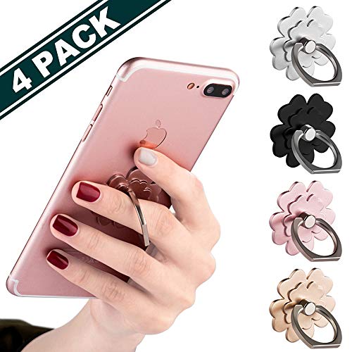 Product Cover Phone Ring Stand [4 Pack] - JCHIEN Universal Phone Finger Ring Grip Stand Holder Compatible with iPhone Xs Max XR X 8 7 6 6s Plus, Samsung Galaxy S9 S8 Plus S7 S6 & Other Smartphones