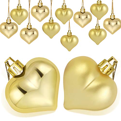 Product Cover Boao 24 Pieces Heart Shaped Ornaments Valentine's Day Heart Ornament for Valentine's Day Decoration, 2 Styles (Gold)