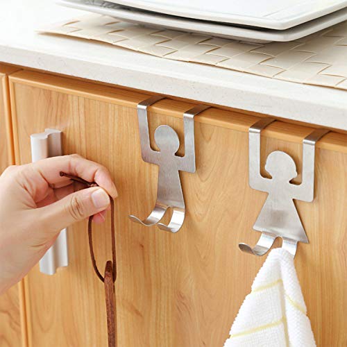 Product Cover minjiSF 2Pcs Stainless Steel Lovers Shaped Hook Ultra Strong Waterproof Hanger Rack Tool for Robe, Coat, Towel, Keys, Bags, Home, Kitchen, Bathroom (Silver)