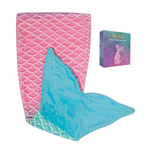 Product Cover Viviland Kids Mermaid Tail Blanket for Girls Toddlers Teens,All Seasons Super Comfty Flannel Fleece Mermaid Sleeping Bag,Rainbow Mermaid Blanket,Best Gifts for Girls,17