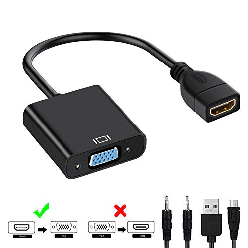 Product Cover avedio links Active HDMI to VGA Converter Adapter with 3.5mm Audio Jack Supports HD 1080P@60Hz Female to Female for TV Stick, Raspberry Pi, Laptop, Chromebook, Roku, Xbox and More (Black)