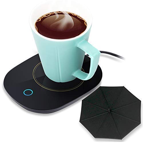 Product Cover Mug Warmer Coffee Warmer with Automatic Shut Off to Keep Temperature Up to 131℉/ 55℃ with a Silicone Mug Cover Safely Use for Office/Home to Warm Coffee Tea Milk Candle Heating Wax (Black)