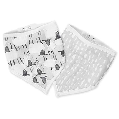 Product Cover Aden by aden + anais Bandana Bib, 100% Cotton Muslin, Soft Absorbent 3 Layers, Adjustable, 8.5 X 16, 2 Pack, Pasture Sheep