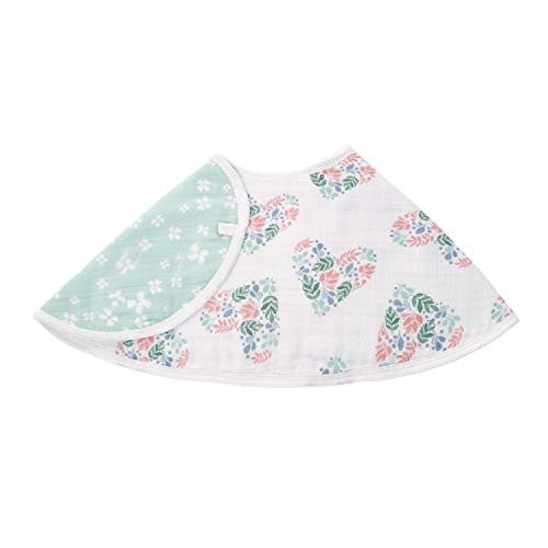 Product Cover Aden by aden + anais Burpy Bib, 100% Cotton Muslin, Soft Absorbent 4 Layers, Multi-Use Burp Cloth and Bib, 22.5 X 11, Single, Briar Rose - Floral Heart
