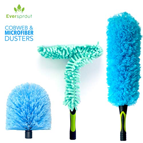 Product Cover EVERSPROUT Duster 3-Pack | Hand-Packaged Cobweb Duster, Microfiber Feather Duster, Flexible Ceiling Fan Duster | Twists onto Standard 3/4 inch Acme Threaded Poles (no Pole) (Soft Bristles)