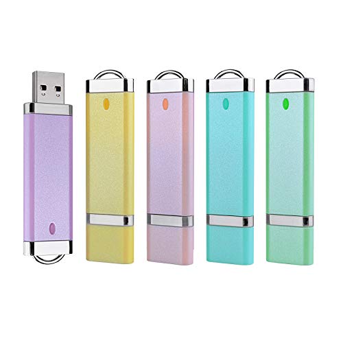 Product Cover Aiibe 2GB 2G USB Flash Drive 5 Pack USB 2.0 Memory Stick Thumb Drives 2GB (5 Mixed Colors: Blue Green Yellow Pink Purple)