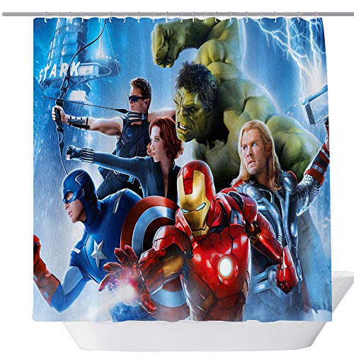 Product Cover Avengers Movie Shower Curtain,Popular Shower Curtain,Fabric Shower Curtains for Bathroom,Contemporary Bathroom Curtains,Print Waterproof Polyester Shower Curtain,71 x 71in