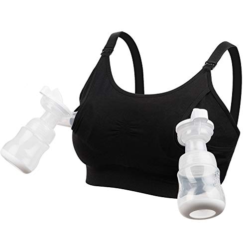 Product Cover Hands Free Pumping Bra, Momcozy Upgraded Bamboo Super Soft/Holding Pumping and Nursing Bra, Suitable for Breast Pumps by Lansinoh, Philips Avent, Spectra, Evenflo, Ameda (Large)