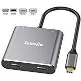 Product Cover Tuwejia USB C to Dual HDMI 4K Adapter, Tuwejia Thounderbolt 3 to HDMI 1 in 2 Out Switch Splitter,USB 3.0 Hub and Quick ChargeÅ'Tpye C Digital av Adapter Compatible MacBook Pro/iPad Pro 2018/Macboo