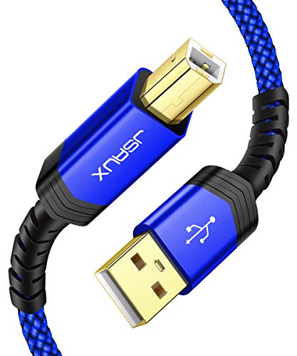 Product Cover JSAUX Printer Cable, USB Printer Cable Type A Male to B Male Scanner Cord USB B Cable High Speed for HP, Canon, Epson, Dell, Brother, Lexmark, Xerox, Samsung etc (15 Feet)