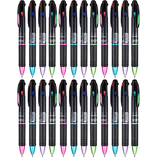 Product Cover Retractable Ballpoint Pens Multicolor Pens 4 Colors Ink (Black, Blue, Red and Green) Gel Ink Ball Point Pens (24 Pack, Color 2)