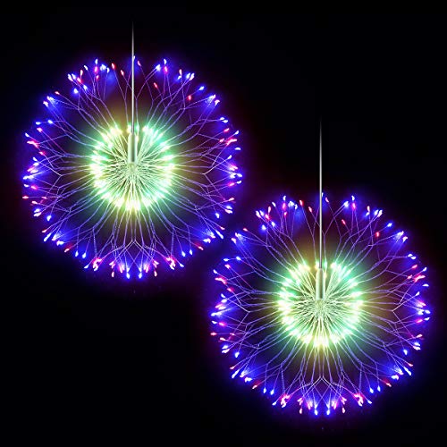 Product Cover DenicMic Firework Lights Copper Wire LED Lights Battery Operated Fairy Lights with Remote, 8 Modes Starburst Lights, Decorative Hanging Lights for Patio Party Indoor Christmas Decoration (2 Pack)