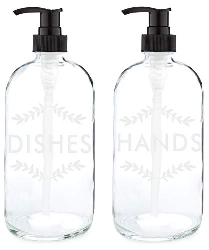 Product Cover Rail19 Clear Dish Soap Dispenser Set - Laurel Hands + Dishes Soap Hand Soap Dispenser Set Perfect for The Kitchen Sink