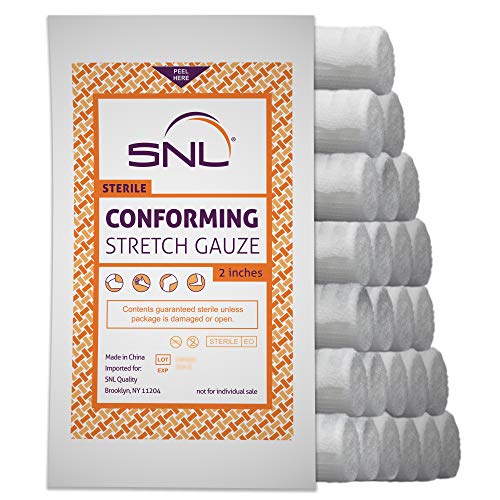 Product Cover SNL Quality Sterile 2 inch x 4.1 Yard, Conforming, Latex Free, Stretch Bandage Gauze Roll - Pack of 24