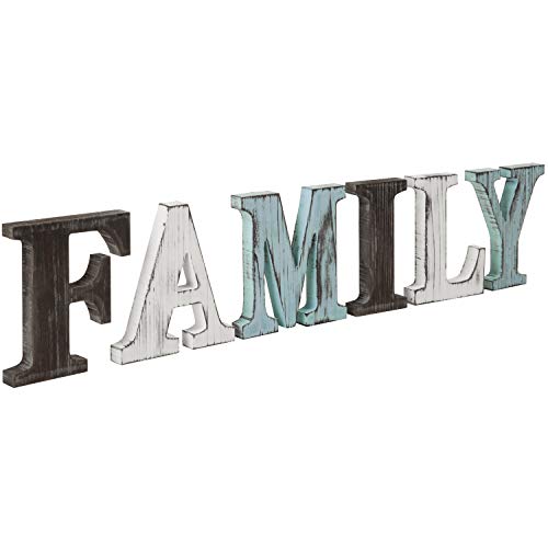 Product Cover MyGift Rustic Multicolor Wood Tabletop Family Letters Sign
