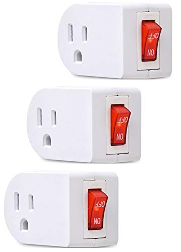 Product Cover Electes 3 Prong Grounded Single Port Power Adapter with Red Indicator On/Off switch {Value! 3 Pack}