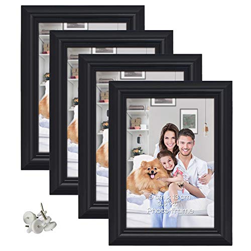 Product Cover PETAFLOP 3.5x5 Picture Frame for Photo 3.5x5 Tabletop Display and Wall Mounting, Black, 4 Pack