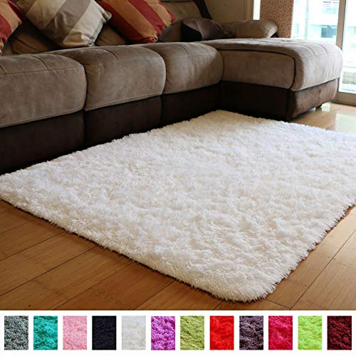 Product Cover PAGISOFE Soft Comfy White Area Rugs for Bedroom Living Room Fluffy Shag Fur Carpet for Kids Nursery Plush Shaggy Rug Fuzzy Decorative Floor Rugs Contemporary Luxury Large Accent Rug 4' x 5',（White）