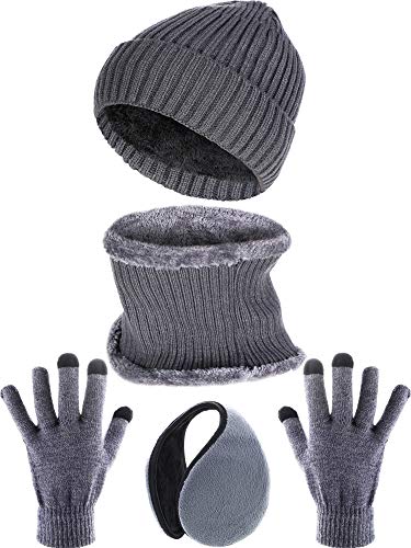 Product Cover Tatuo 4 Pieces Ski Warm Set Includes Winter Hat Scarf Warmer Gloves Winter Outdoor Earmuffs for Adults Kids (Set 7)