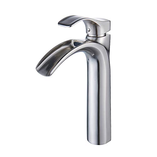 Product Cover Yodel Single Handle Waterfall Bathroom Sink Faucet (Vessel faucet Brushed Nickel)