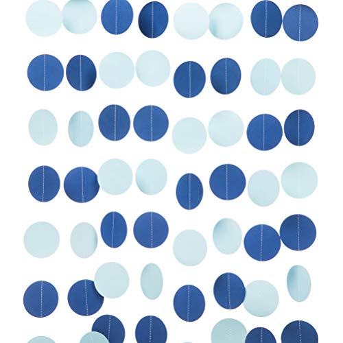 Product Cover WEVEN Blue Paper Garland Circle Dots Party Garland Streamer Backdrop Hanging Decorations, 2.5