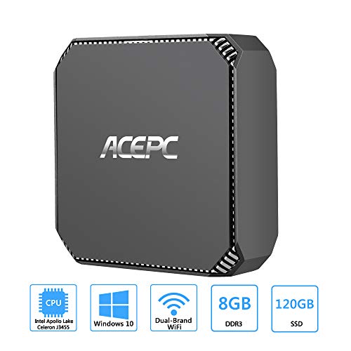 Product Cover ACEPC AK2 Mini PC,Intel Celeron J3455,Windows 10 Mini Computer,8GB RAM/120GB mSATA SSD,4K HD Graphics,Gigabit Ethernet,Dual Band Wi-Fi,Bluetooth 4.2