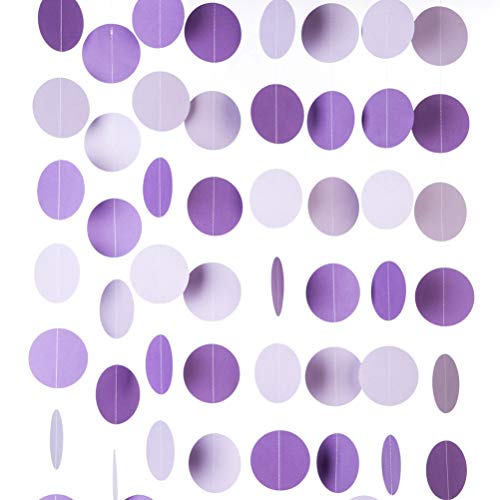 Product Cover WEVEN Purple Lavender Paper Garland Circle Dots Party Garland Streamer Backdrop Hanging Decorations, 2.5