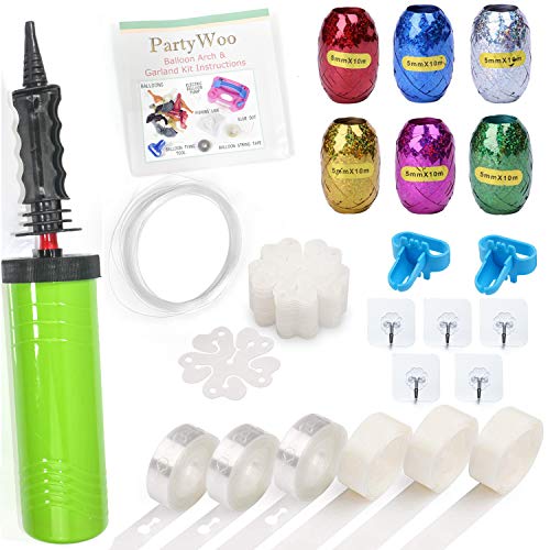 Product Cover PartyWoo Balloon Garland Kit, Hand Pump, Balloon Ribbons, Garland Strips, Knot Tying Tools, Balloon Clips, Glue Dots, Fishing Line for DIY Balloon Garland Tool, DIY Balloon Arch Kit, Balloon Streamers