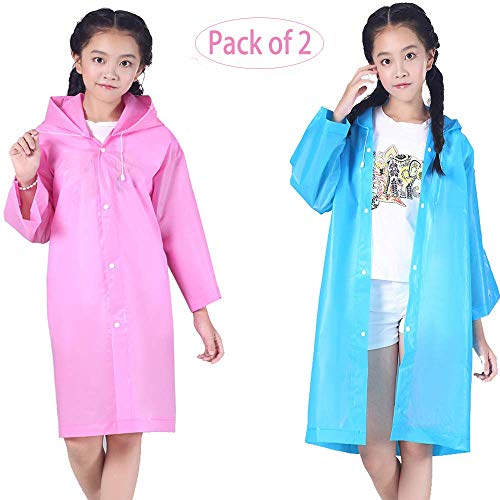 Product Cover Luckyiren Raincoat Rain Poncho Jacket Slicker Outwear for Children[Thicker & Reusable & Lightweight] Emergency Rain&Wind Coat Cloak Wear for 6-12 Y/O. Boys&Girls for Theme Park, for Kids
