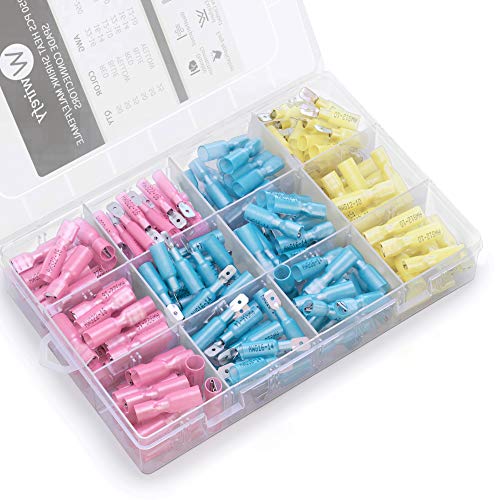 Product Cover 250 PCS Wirefy Heat Shrink Spade Connectors - Quick Disconnect Wire Connectors - Electrical Spade Terminals - Male and Female Wire Connectors