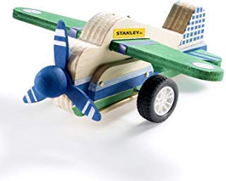 Product Cover Stanley Jr DIY Pull Back Airplane Toy - Pull Back Airplane Building Kit for Kids - Pull and Go Airplane Crafts for Kids - Easy to Assemble Wood Airplane Toy - Parts, Paint & Decals Included